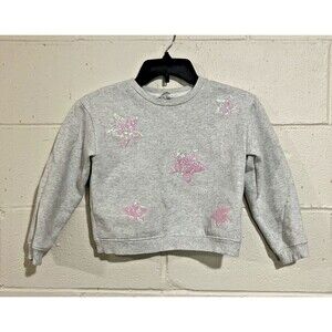 Ficcus Girls Grey Long Sleeve Sweatshirt w/ Bright Pink Stars | Size 10